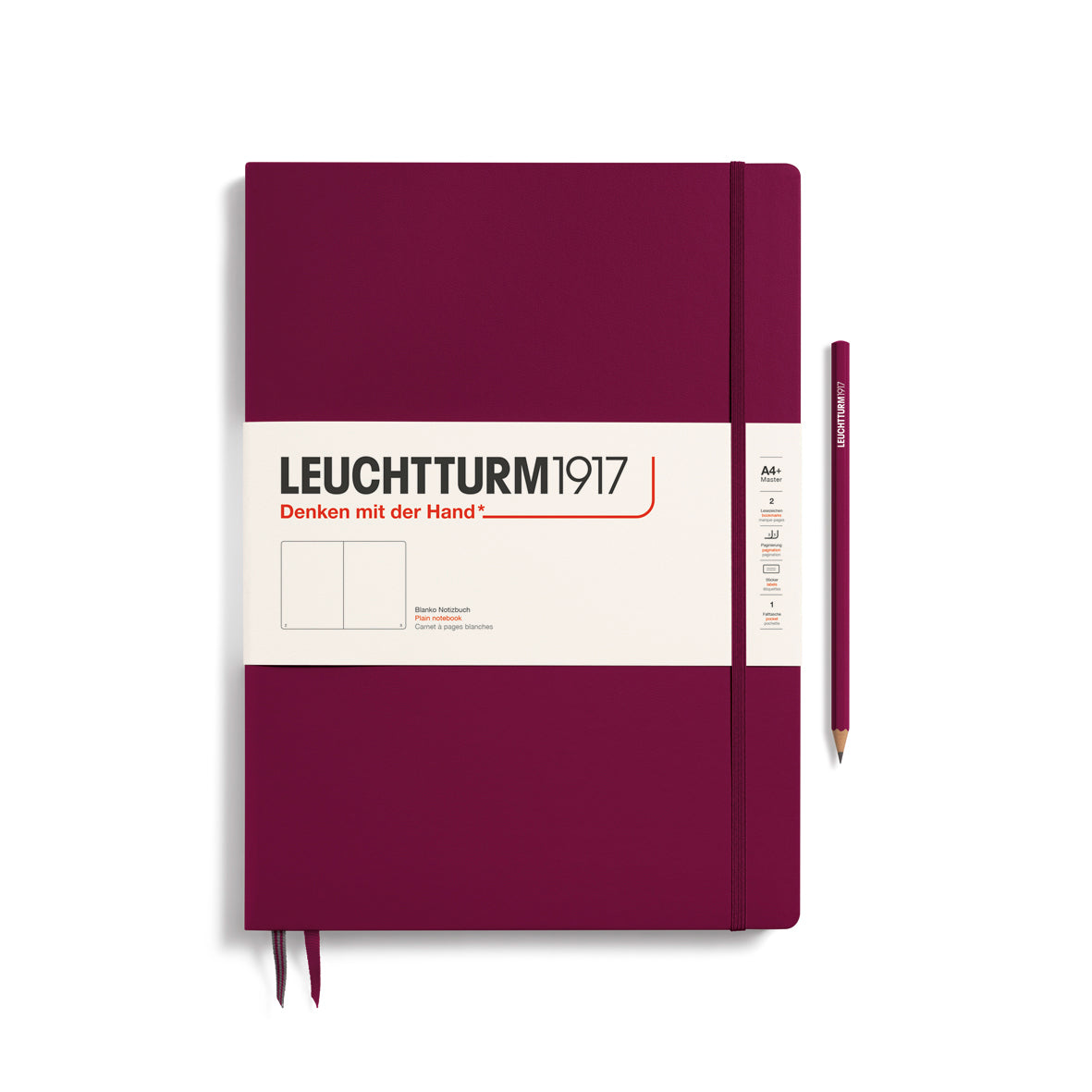Leuchtturm1917 Carnet Classic Rigide Blanc A4+ Slim / Blanc / Port Red