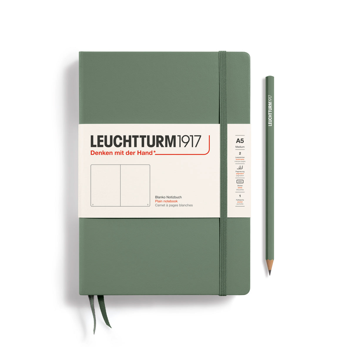 Leuchtturm1917 Carnet Classic Rigide Blanc A5 / Blanc / Olive 4004117609374