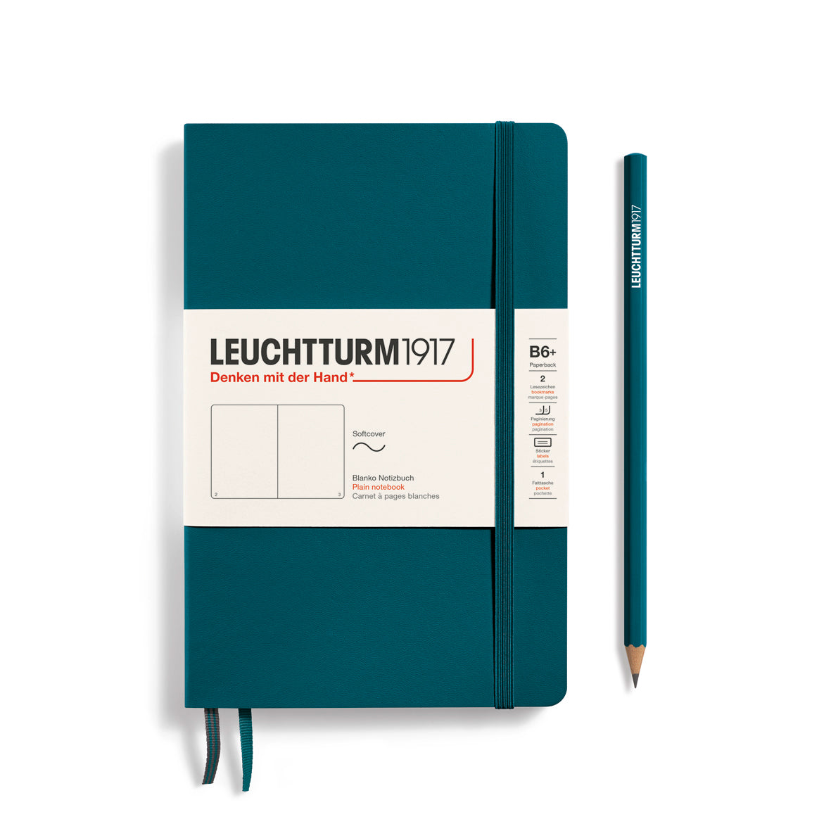 Leuchtturm1917 Carnet Classic Souple Blanc B6+ / Blanc / Pacific Green