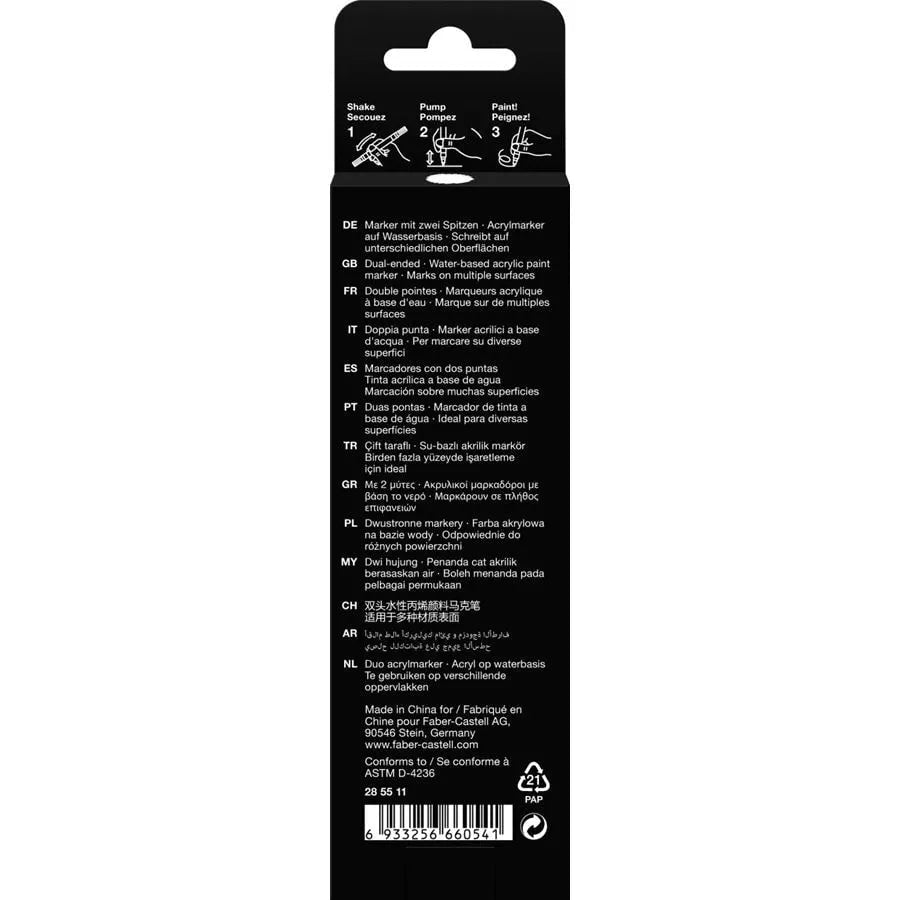 Marqueur Acrylique Shake & Paint BLACK EDITION – Blanc – FABER - CASTELL - 6933256660541