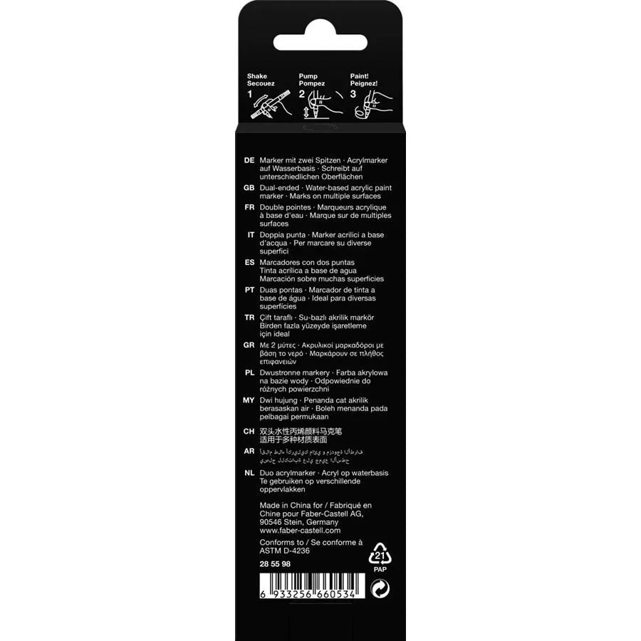 Marqueur Acrylique Shake & Paint BLACK EDITION – Noir – FABER - CASTELL - 6933256660534
