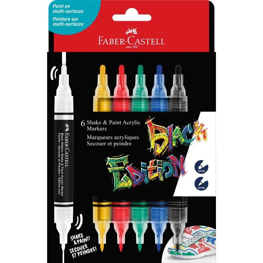 Marqueurs Acryliques Shake & Paint BLACK EDITION – 6xClassic – FABER - CASTELL - !6933256660497