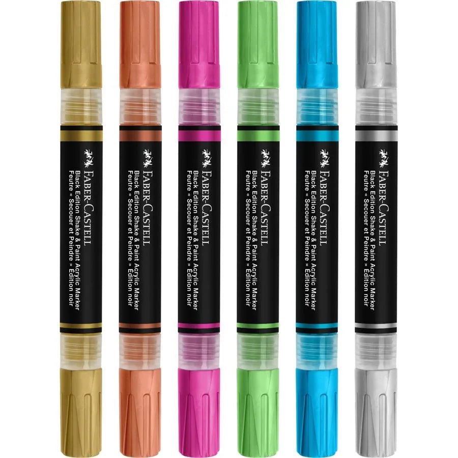 Marqueurs Acryliques Shake & Paint BLACK EDITION – 6xMetallic – FABER - CASTELL - 6933256660510