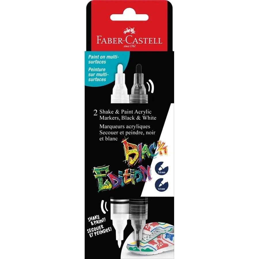 Marqueurs Acryliques Shake & Paint BLACK EDITION – Noir & Blanc – FABER - CASTELL - 6933256660527