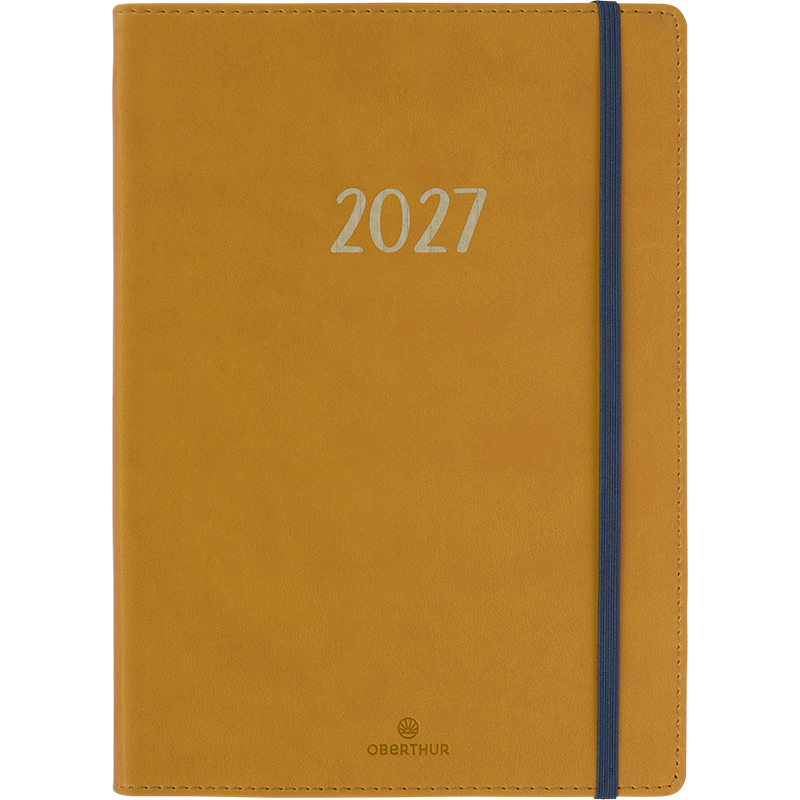 Agenda 2027 OBERTHUR My Hello Agenda - 15 x 21 cm - 1 semaine sur 2 pages - Orientation horizontale - Moutarde