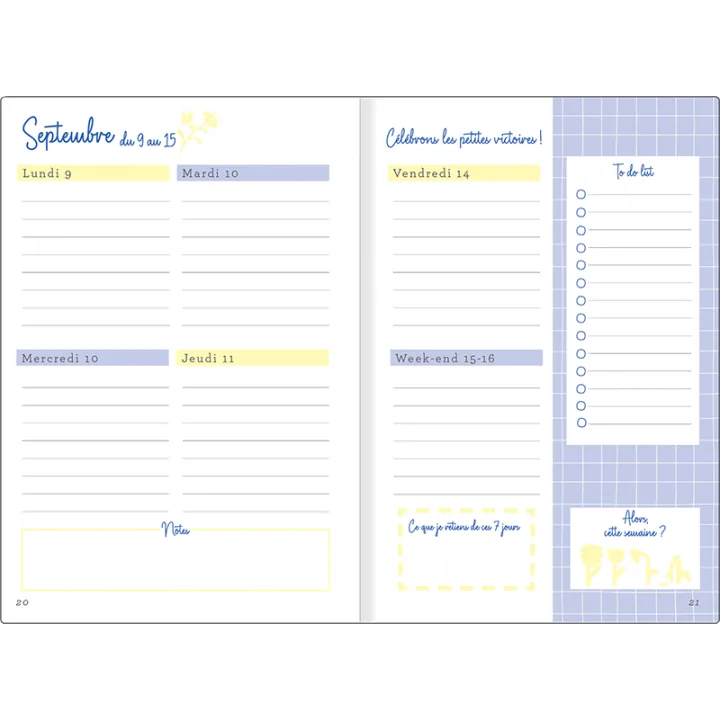 Agenda 2027 OBERTHUR My Hello Agenda - 15 x 21 cm - 1 semaine sur 2 pages - Orientation horizontale - Corail