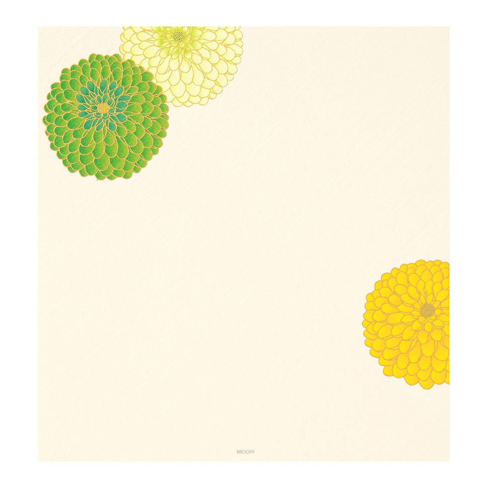 Papier à lettres MIDORI washi - 177 x 168 mm - Chrysanthème Pompon - 4902805871839