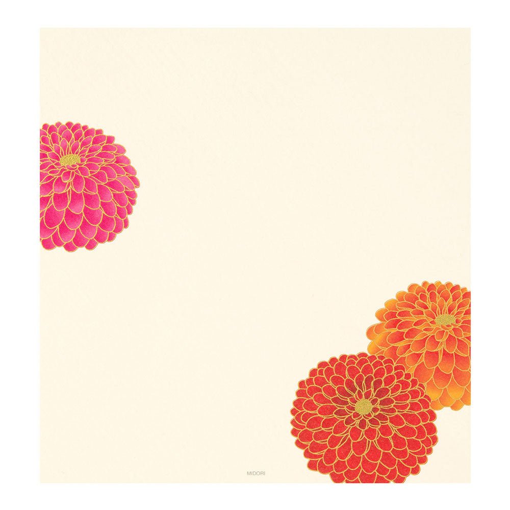Papier à lettres MIDORI washi - 177 x 168 mm - Chrysanthème Pompon - 4902805871839