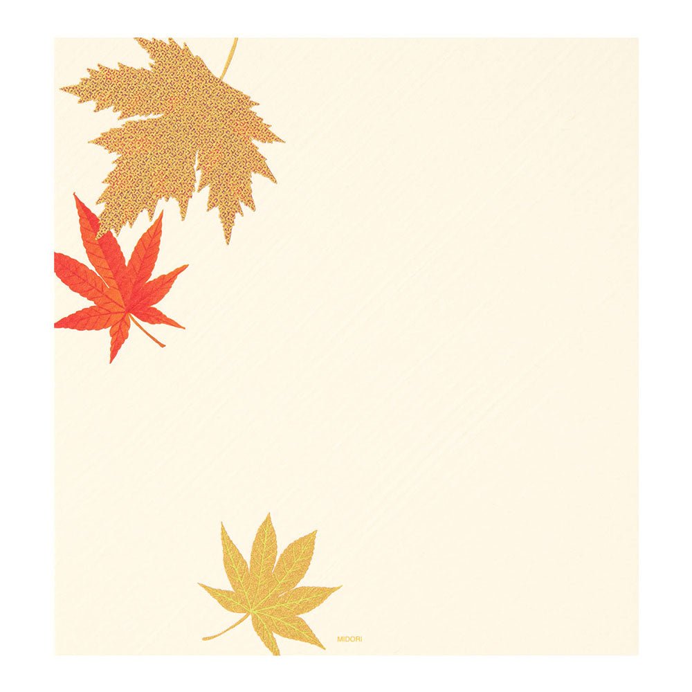 Papier à lettres MIDORI washi - 177 x 168 mm - Feuilles d'Automne - 4902805871815
