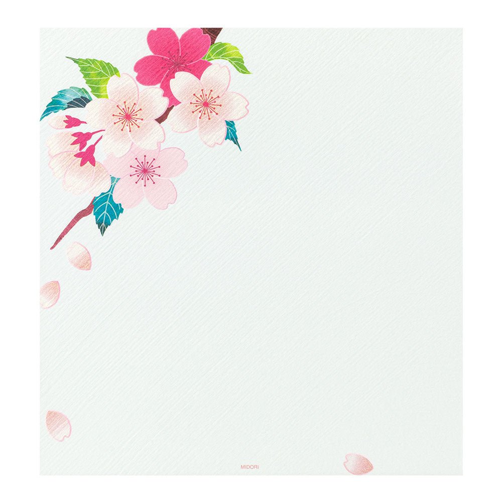 Papier à lettres MIDORI washi - 177 x 168 mm - Fleurs de Cerisier -
