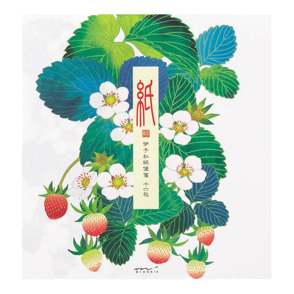 Papier à lettres MIDORI washi - 177 x 168 mm - Fraisier -