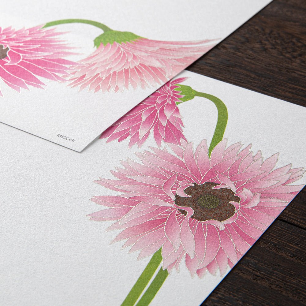 Papier à lettres MIDORI washi - 177 x 168 mm - Gerbera - 4902805871631