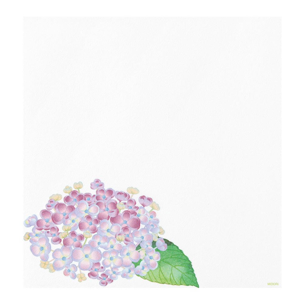 Papier à lettres MIDORI washi - 177 x 168 mm - Hortensia -
