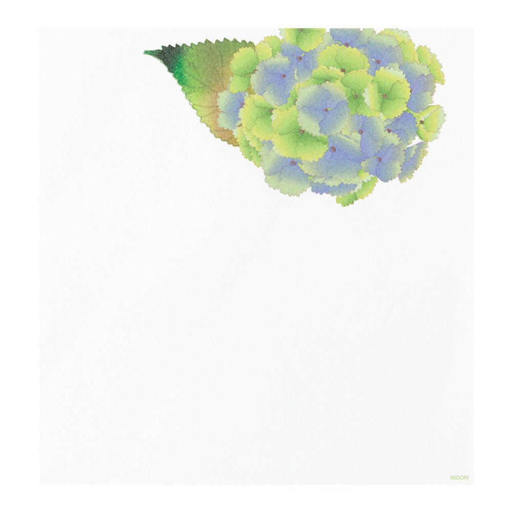 Papier à lettres MIDORI washi - 177 x 168 mm - Hortensia -