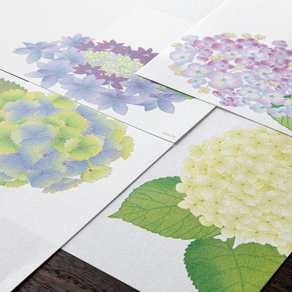 Papier à lettres MIDORI washi - 177 x 168 mm - Hortensia -