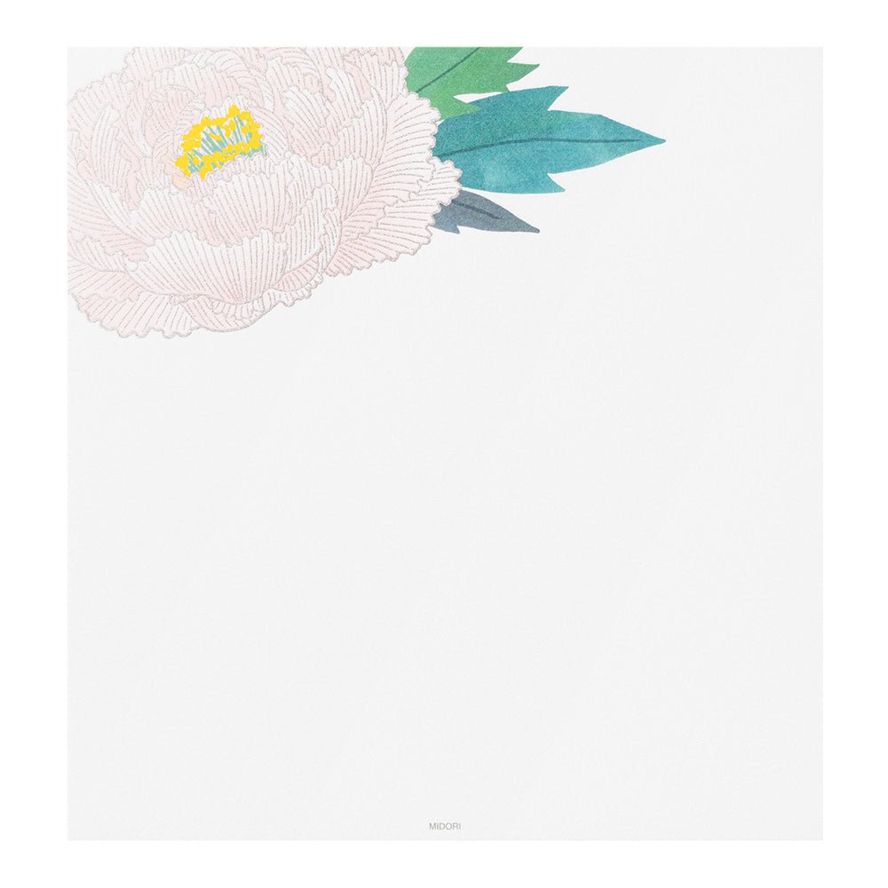 Papier à lettres MIDORI washi - 177 x 168 mm - Pivoines d'Hiver - 4902805810067