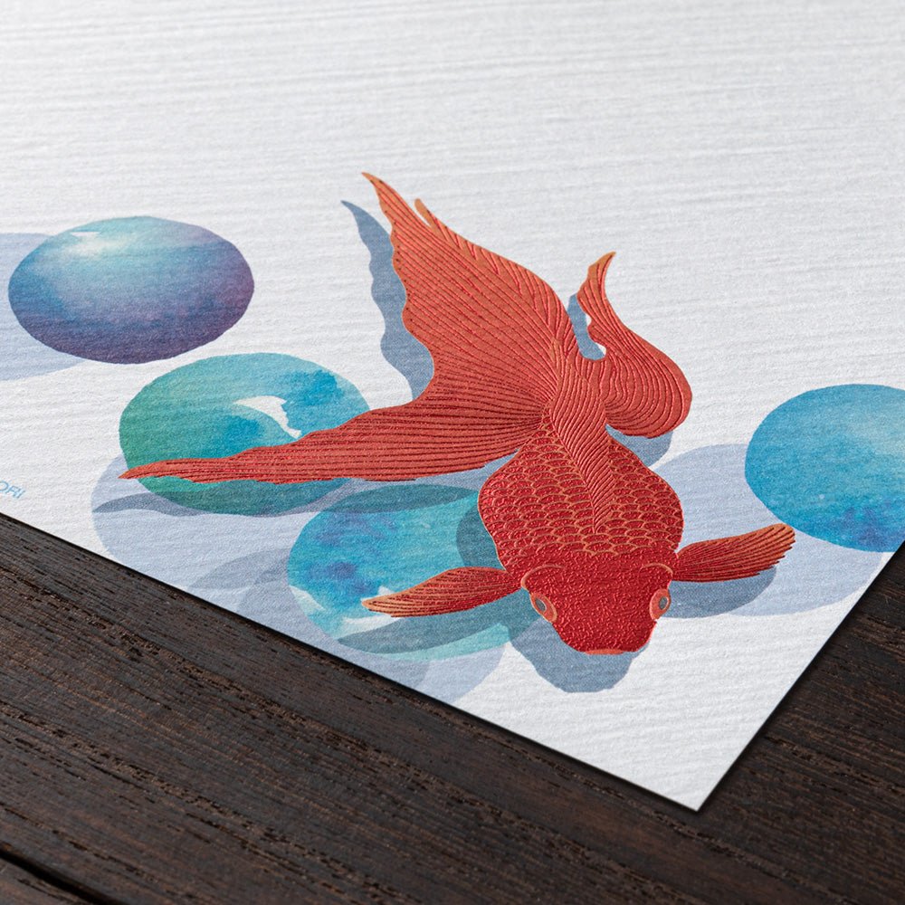 Papier à lettres MIDORI washi - 177 x 168 mm - Poisson Rouge - 4902805871716