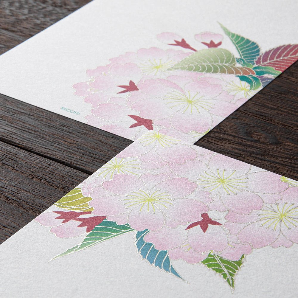 Papier à lettres MIDORI washi - 177 x 84 mm - Cerisier - 4902805895835