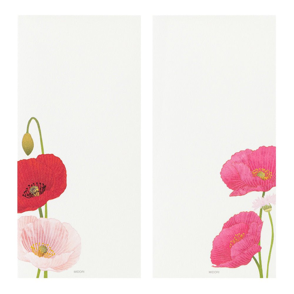 Papier à lettres MIDORI washi - 177 x 84 mm - Coquelicots -