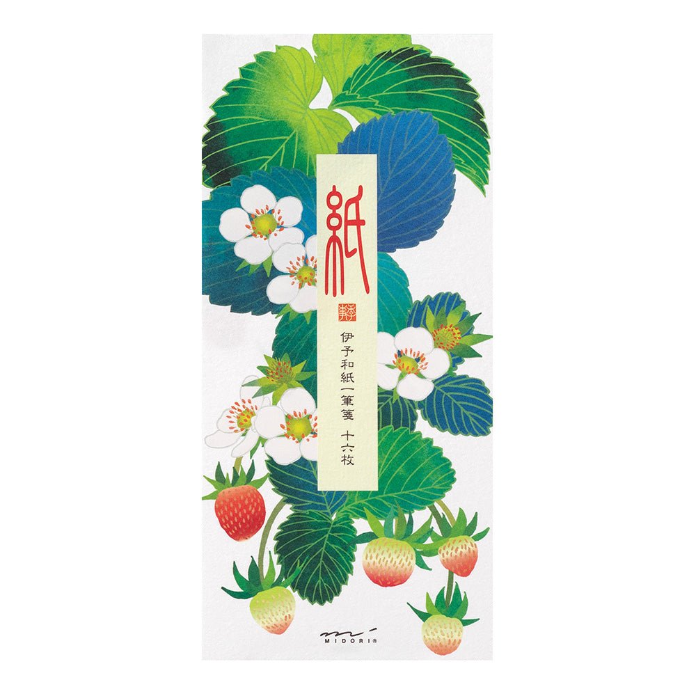 Papier à lettres MIDORI washi - 177 x 84 mm - Fraisier -