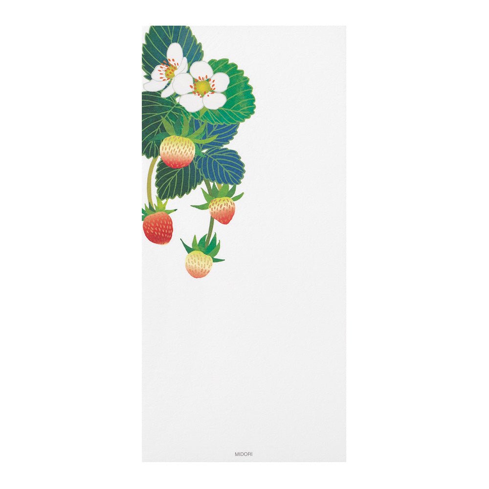 Papier à lettres MIDORI washi - 177 x 84 mm - Fraisier -