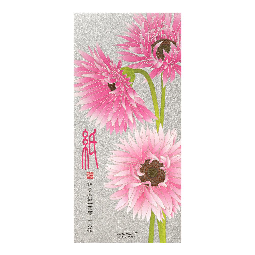 Papier à lettres MIDORI washi - 177 x 84 mm - Gerbera - 4902805895842