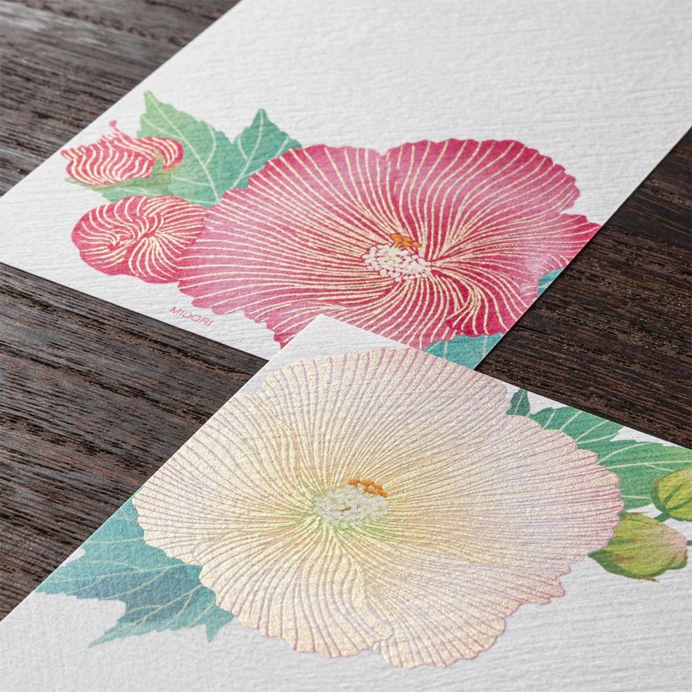 Papier à lettres MIDORI washi - 177 x 84 mm - Hibiscus -