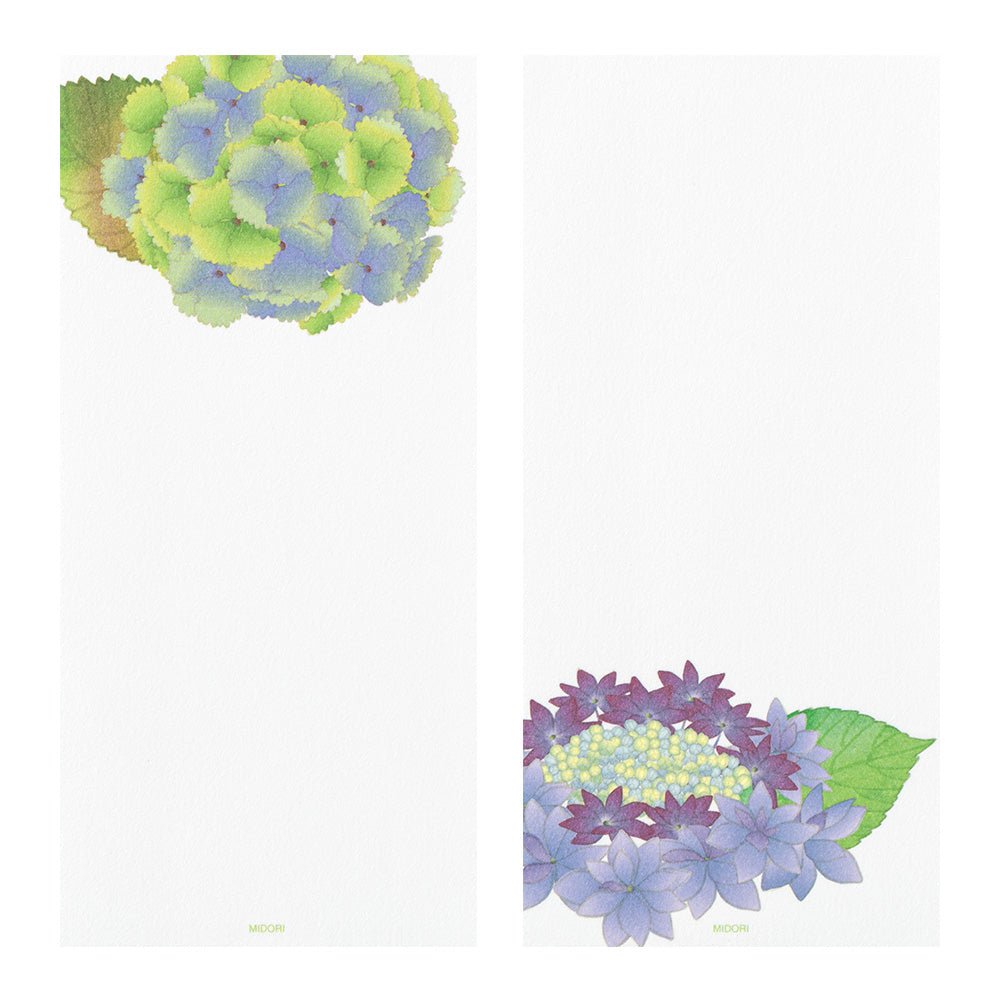 Papier à lettres MIDORI washi - 177 x 84 mm - Hortensia -