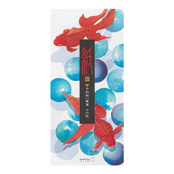 Papier à lettres MIDORI washi - 177 x 84 mm - Poisson Rouge -