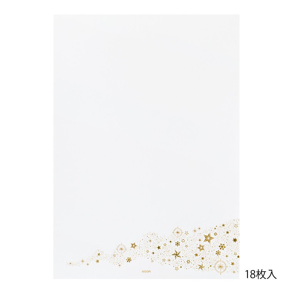Papier à lettres washi MIDORI Étoiles Précieuses - 25 x 7.7 cm - Illustré -
