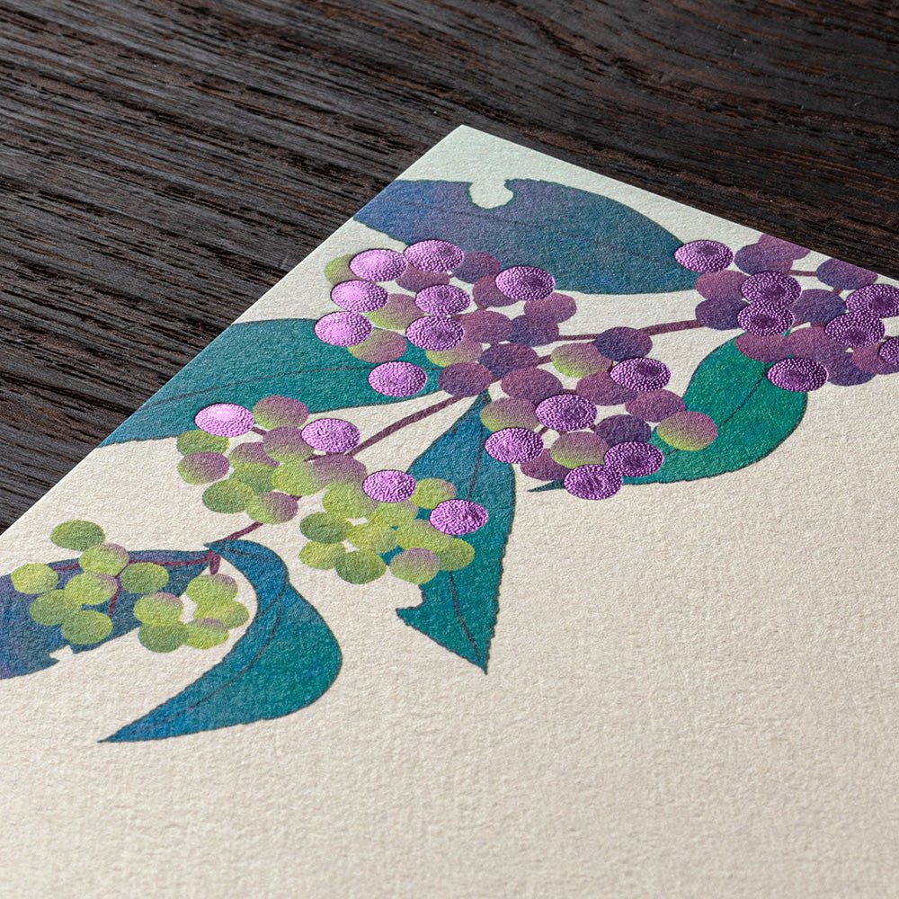 Papier à lettres washi vertical MIDORI Baies Japonaises - 17.7 x 8.4 cm - Illustré -