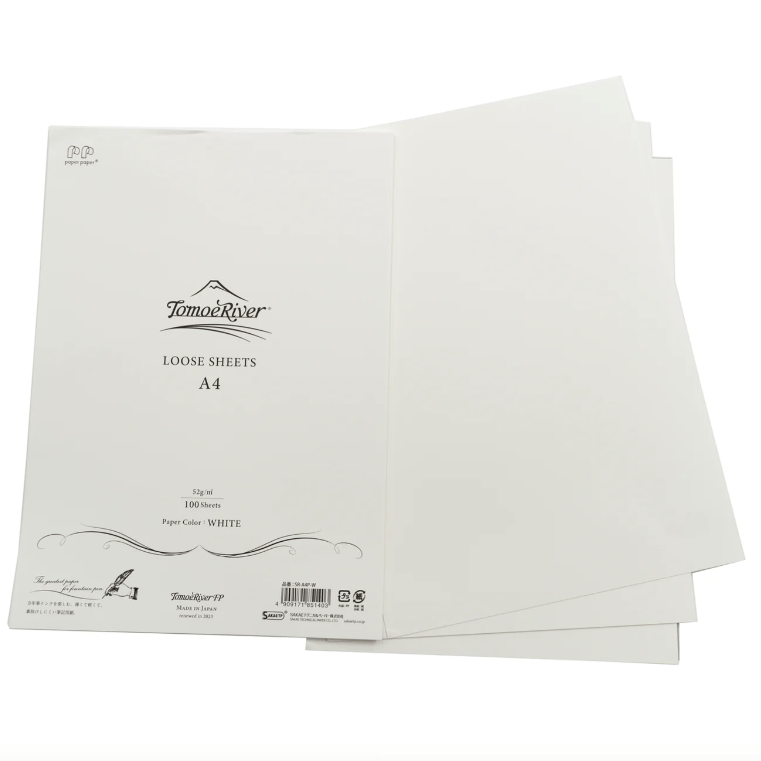Paquet de 100 feuilles TOMOE RIVER Loose Sheets - A4 - 52 g/m² - Blanc - 4909171851403