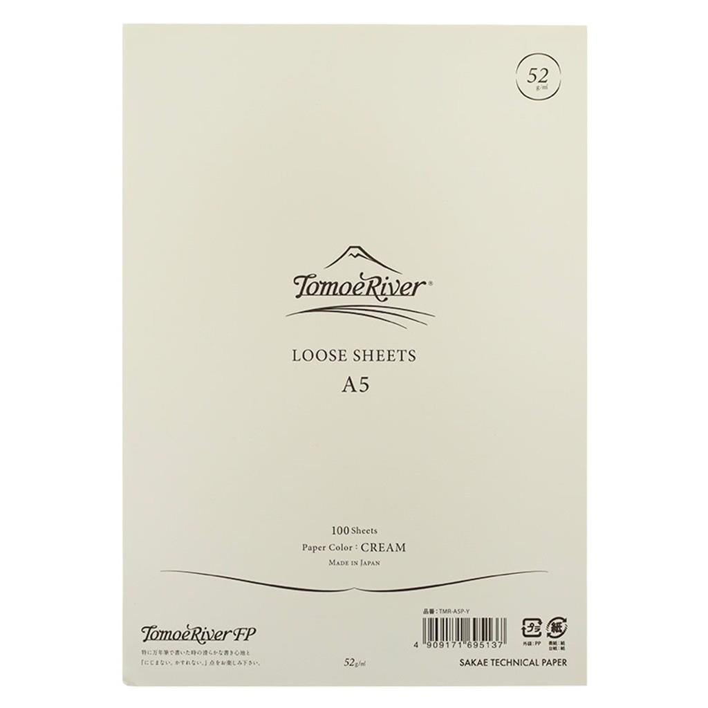Paquet de 100 feuilles TOMOE RIVER Loose Sheets - A5 - 52 g/m² - Crème - 4909171851557
