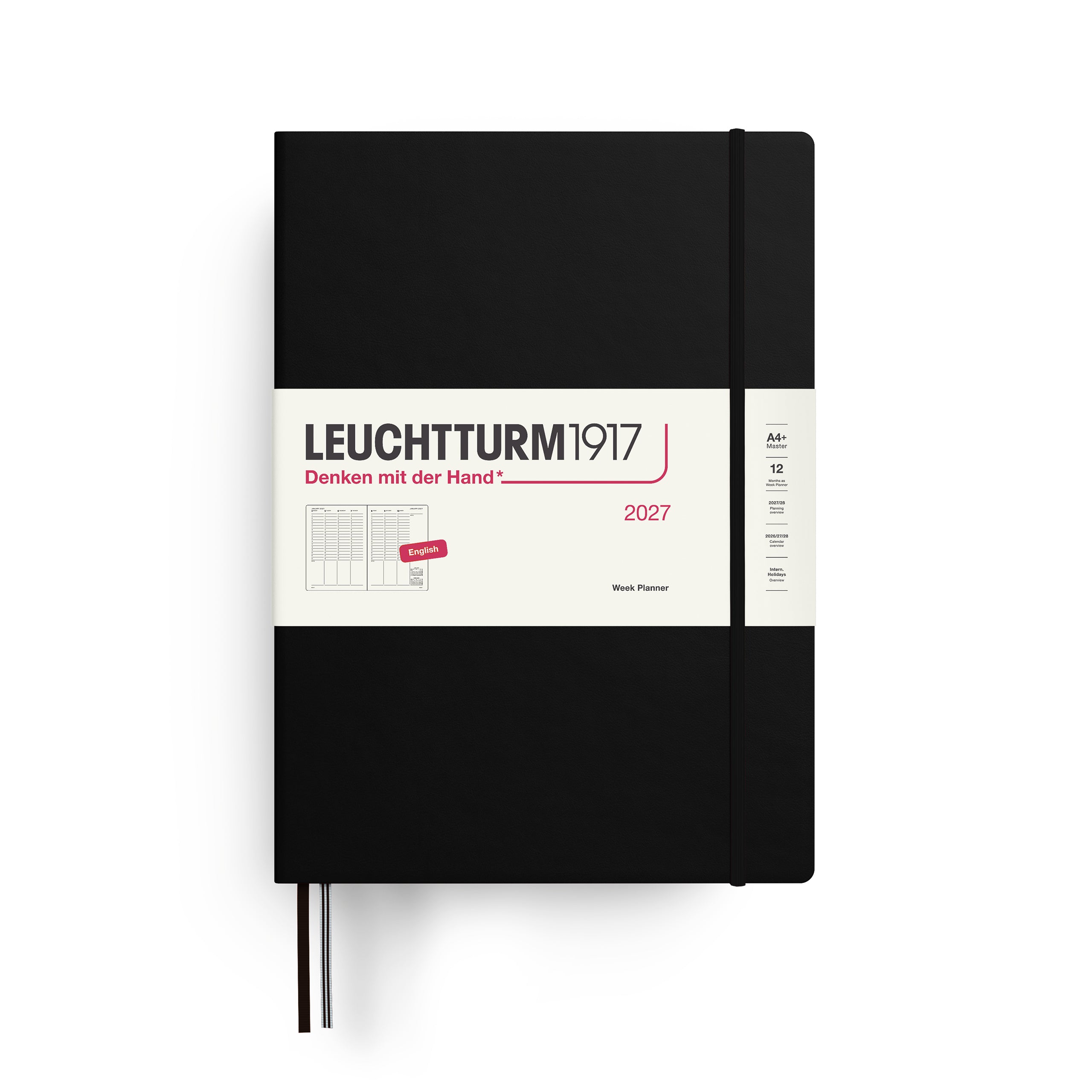 Planificateur Semainier 2027 LEUCHTTURM1917, Anglais - A4+ - Hardcover - Black