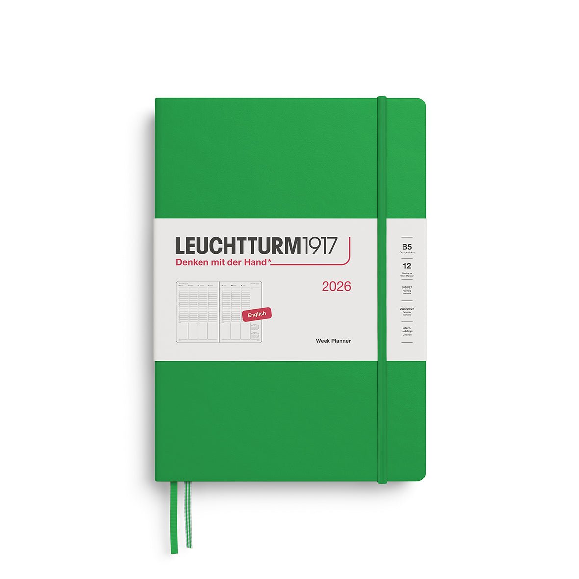 Planificateur Semainier 2026 LEUCHTTURM1917, Anglais - B5 - Hardcover - Spring Leaf - 4004117666490