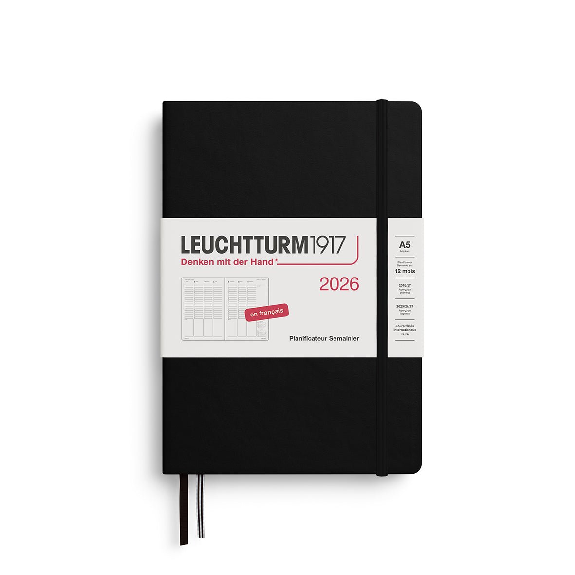 Planificateur Semainier 2026 LEUCHTTURM1917, Français - A5 - Hardcover - Black - 4004117667541