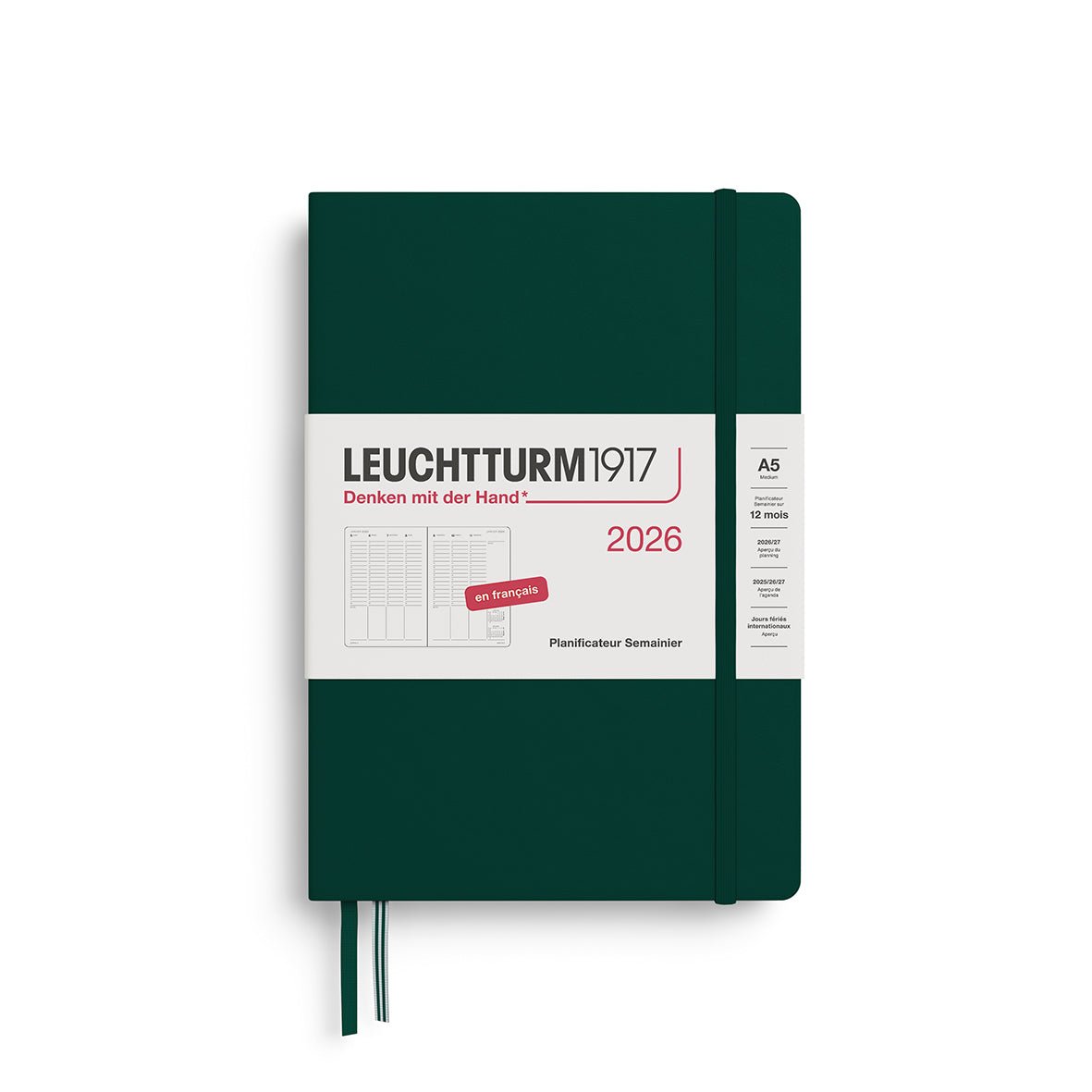 Planificateur Semainier 2026 LEUCHTTURM1917, Français - A5 - Hardcover - Forest Green - 4004117667589