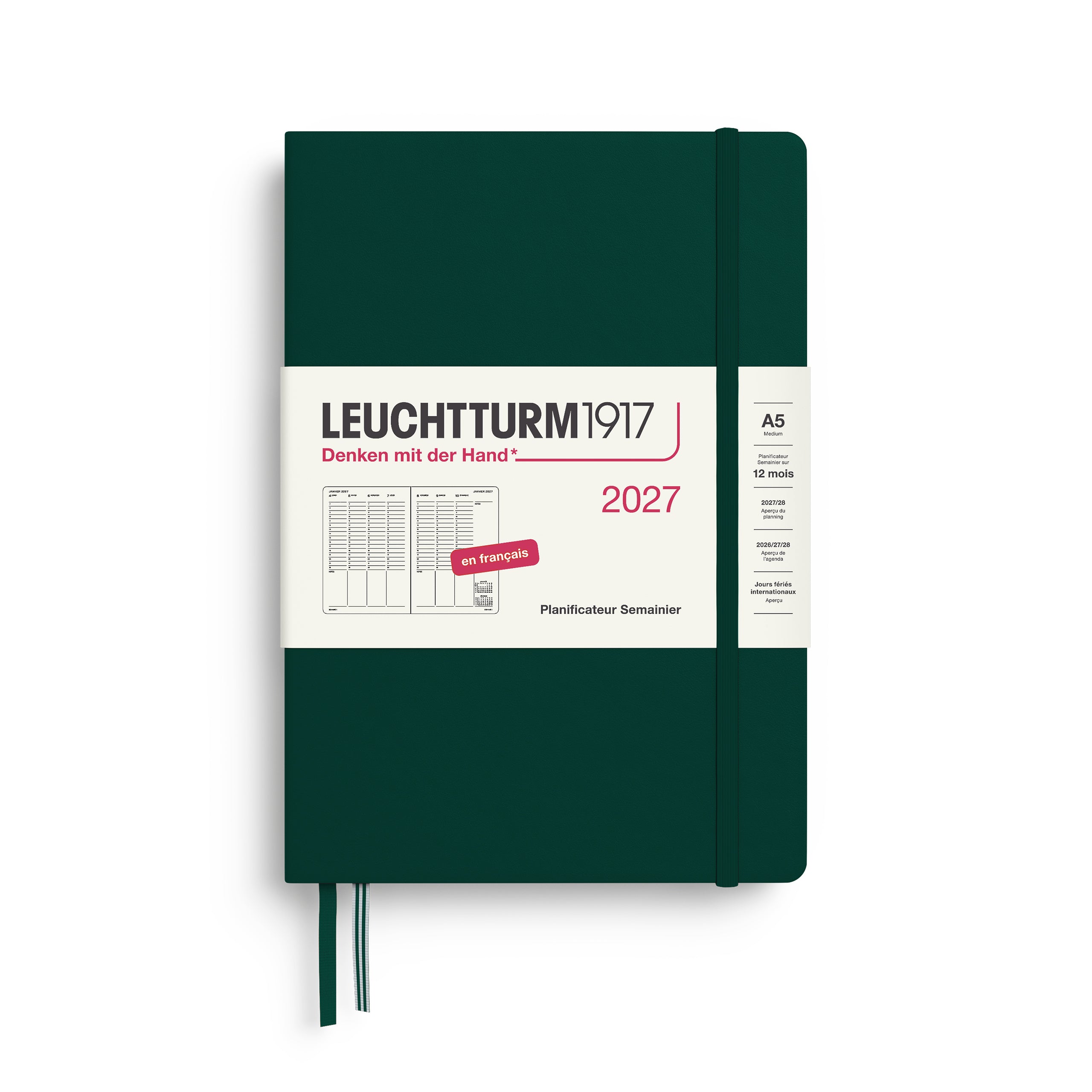 Planificateur Semainier 2027 LEUCHTTURM1917, Français - A5 - Hardcover - Forest Green