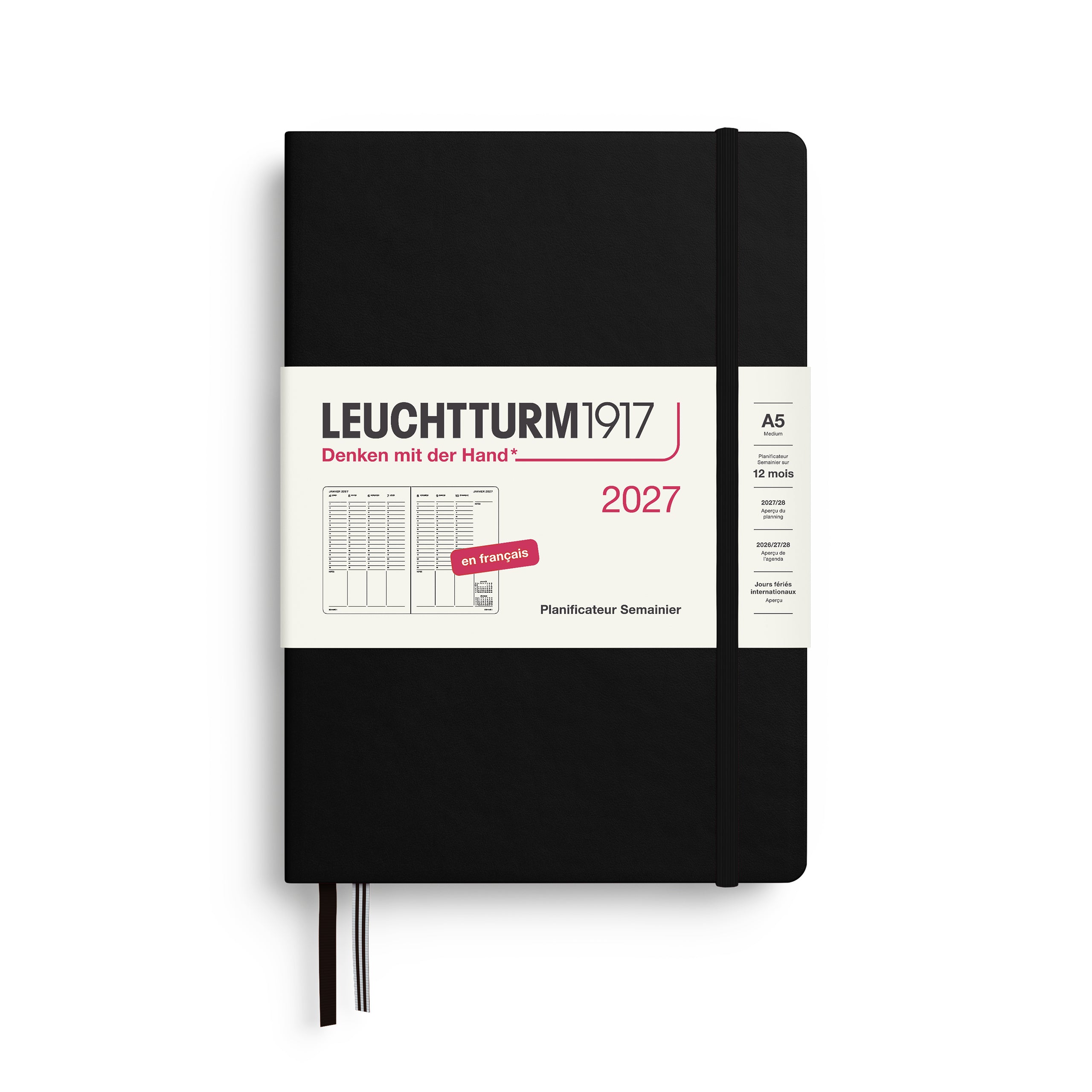 Planificateur Semainier 2027 LEUCHTTURM1917, Français - A5 - Hardcover - Black