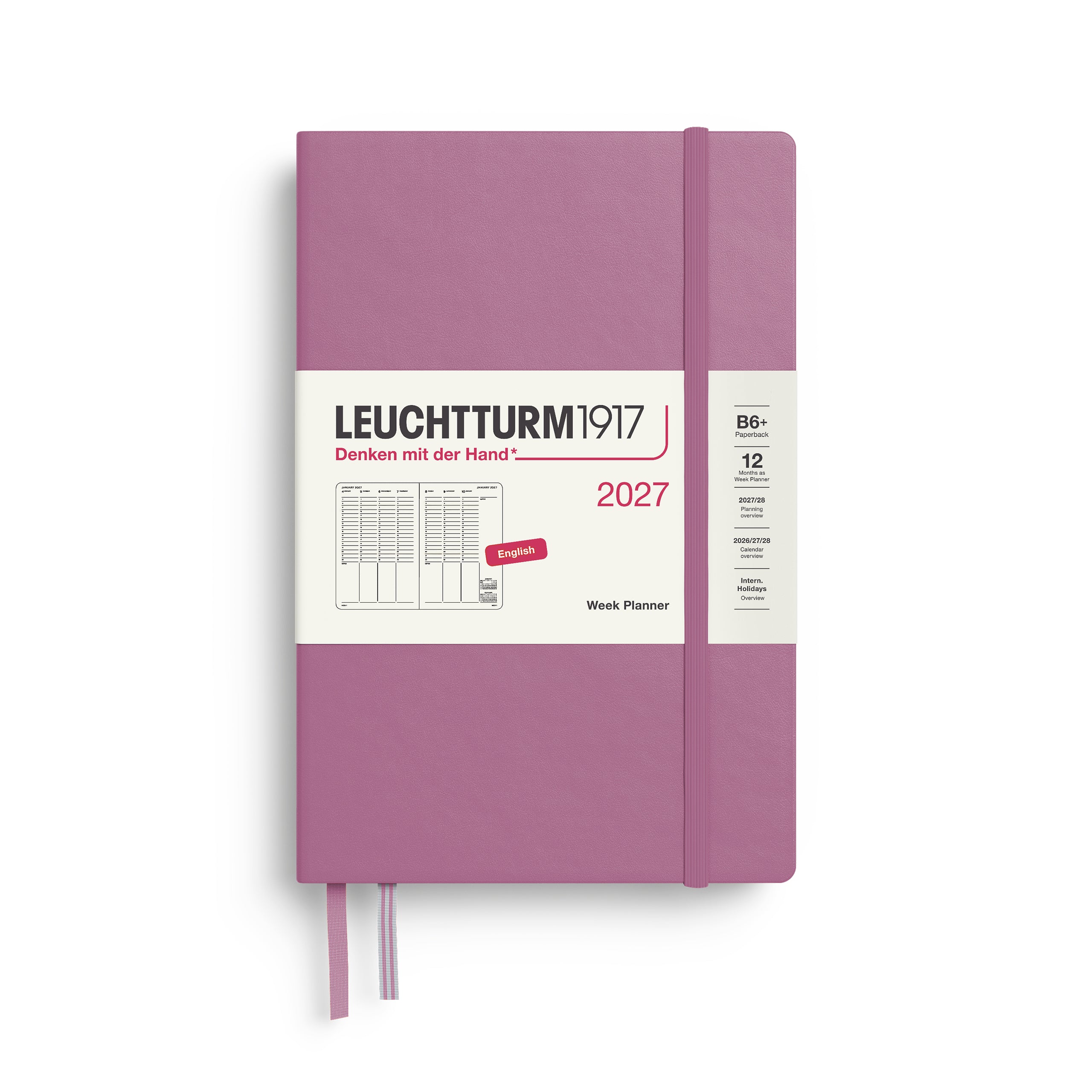 Planificateur Semainier 2027 LEUCHTTURM1917, Anglais - B6+ - Hardcover - Dusty Rose