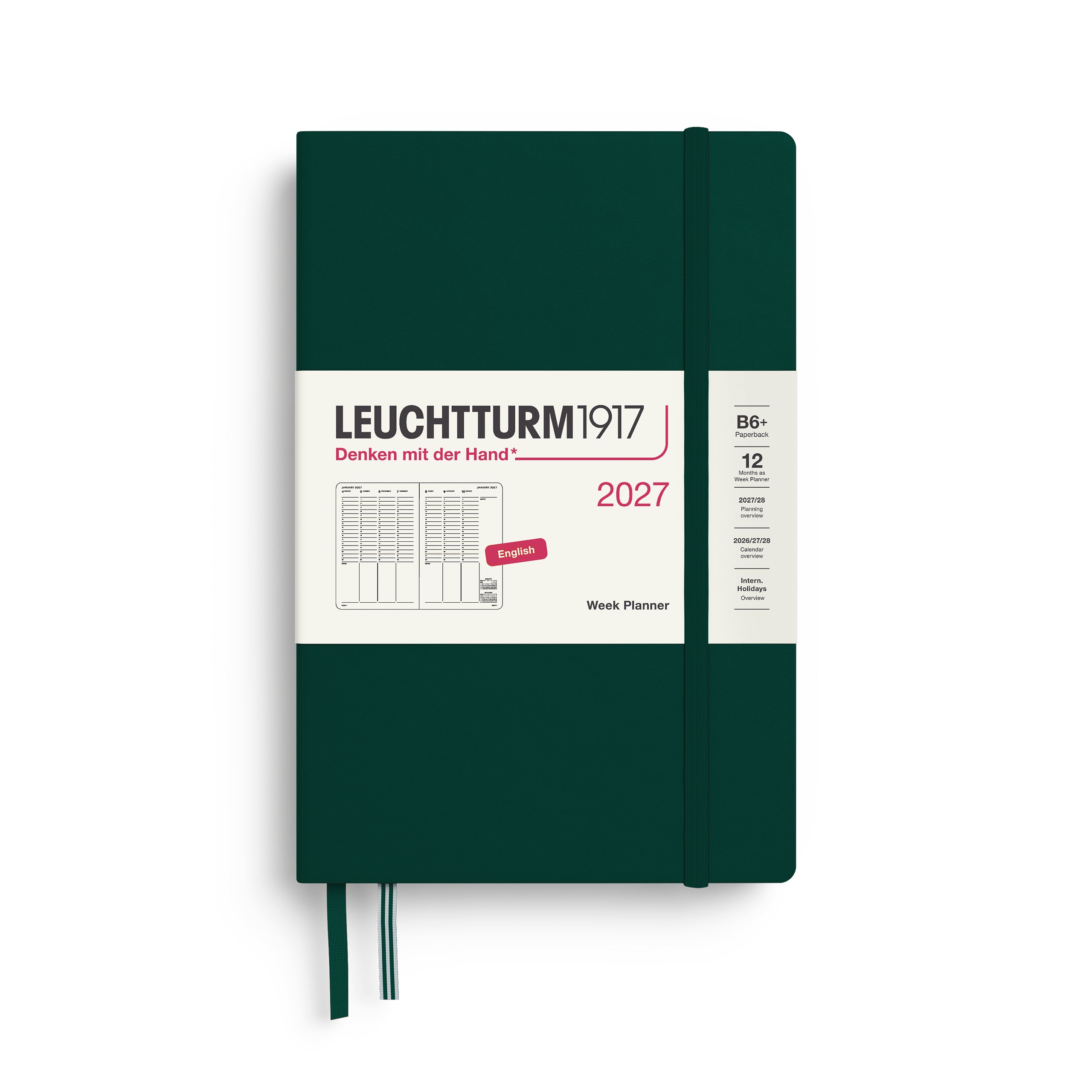 Planificateur Semainier 2027 LEUCHTTURM1917, Anglais - B6+ - Hardcover - Forest Green