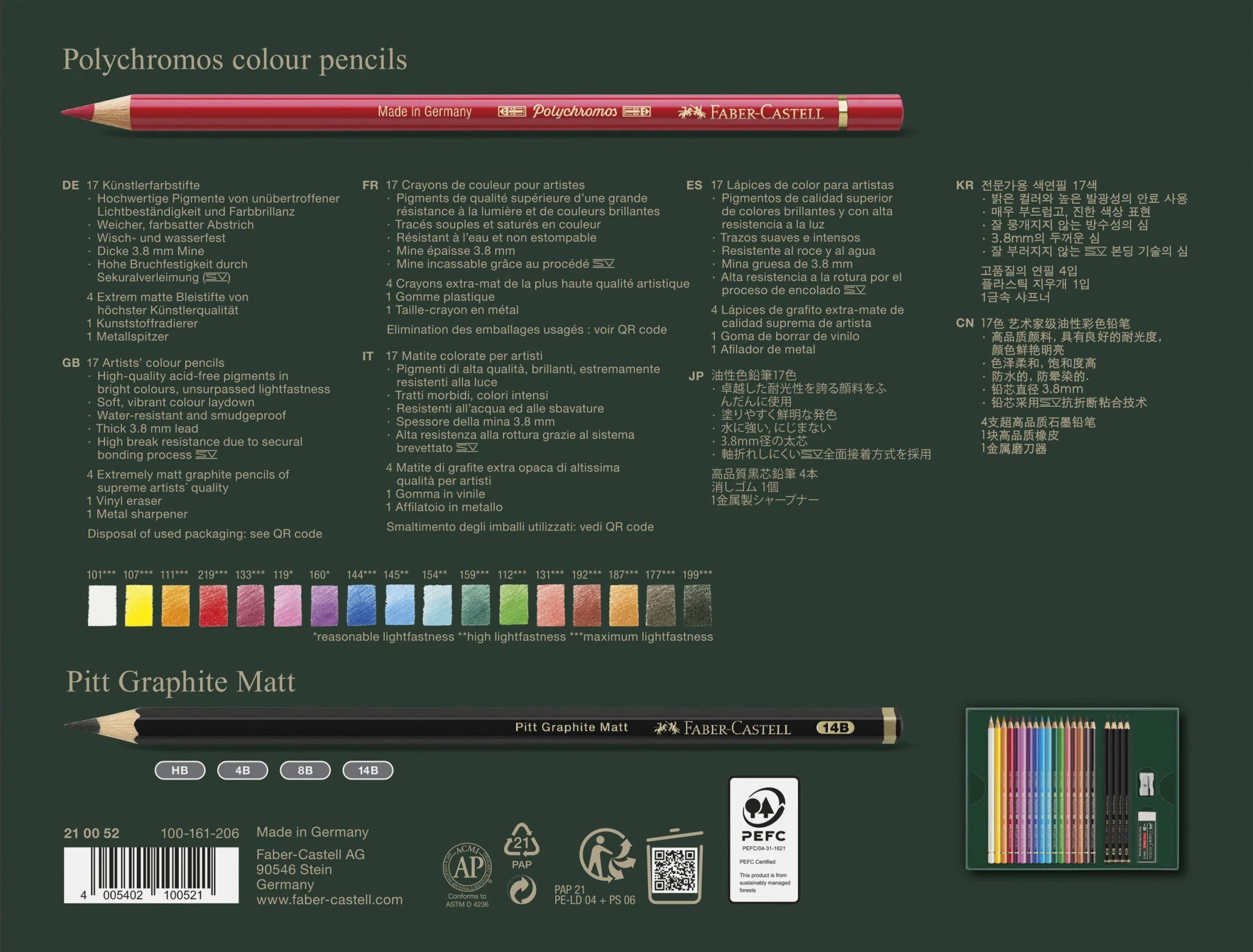POLYCHROMOS & PITT GRAPHITE MATT - Coffret 23 Couleurs - 4005402100521