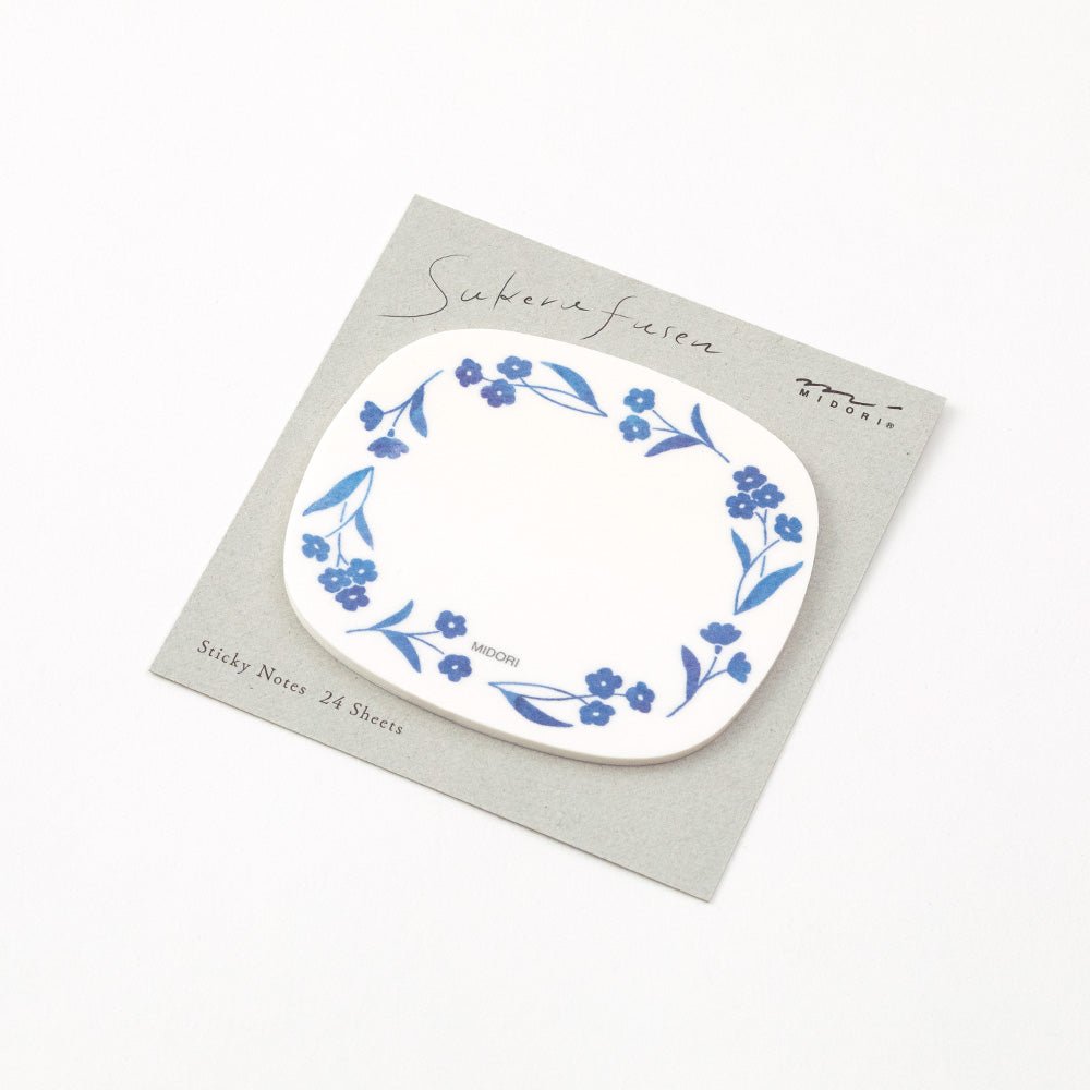 Post - it MIDORI Sukeru Fusen - Fleurs bleues -