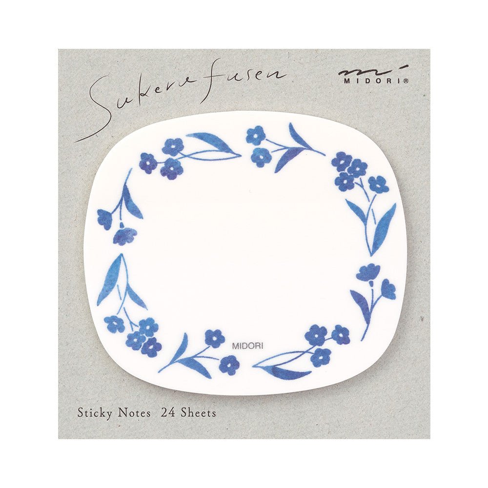 Post - it MIDORI Sukeru Fusen - Fleurs bleues -