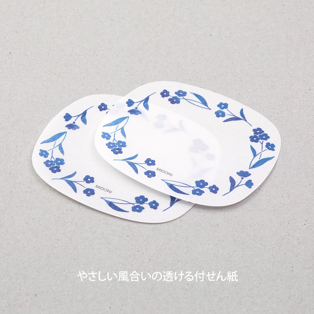 Post - it MIDORI Sukeru Fusen - Fleurs bleues -