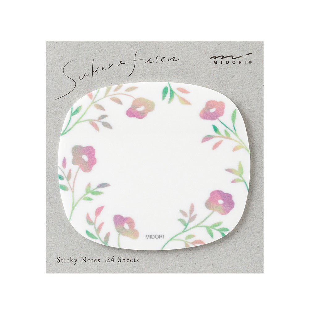 Post - it MIDORI Sukeru Fusen - Fleurs roses -