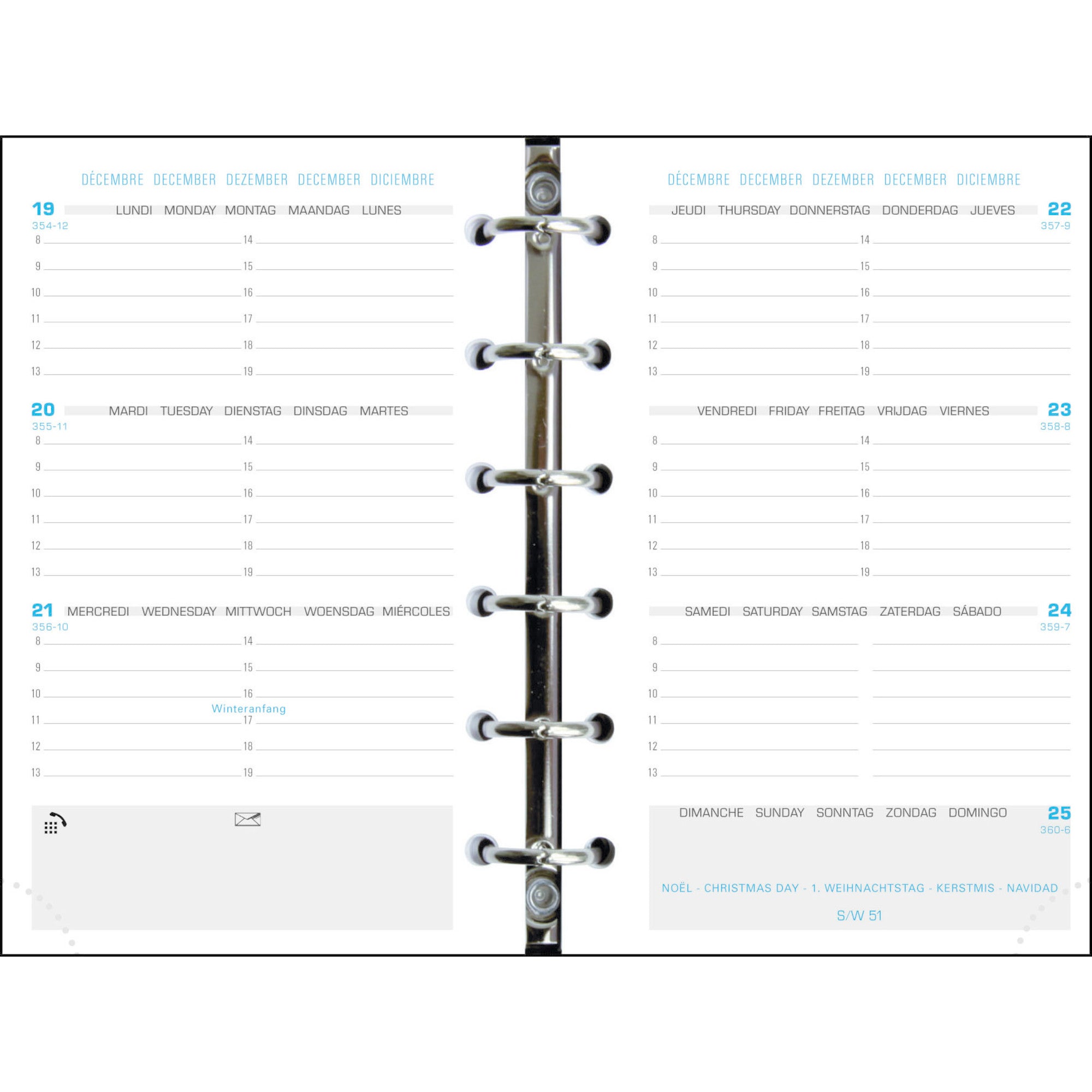 Recharge 2024-2025 EXACOMPTA Exatime 14 SAD Semainier Horizontal 14212E - 1 semaine sur 2 pages - 8.1 x 12.6 cm - 3660942001205