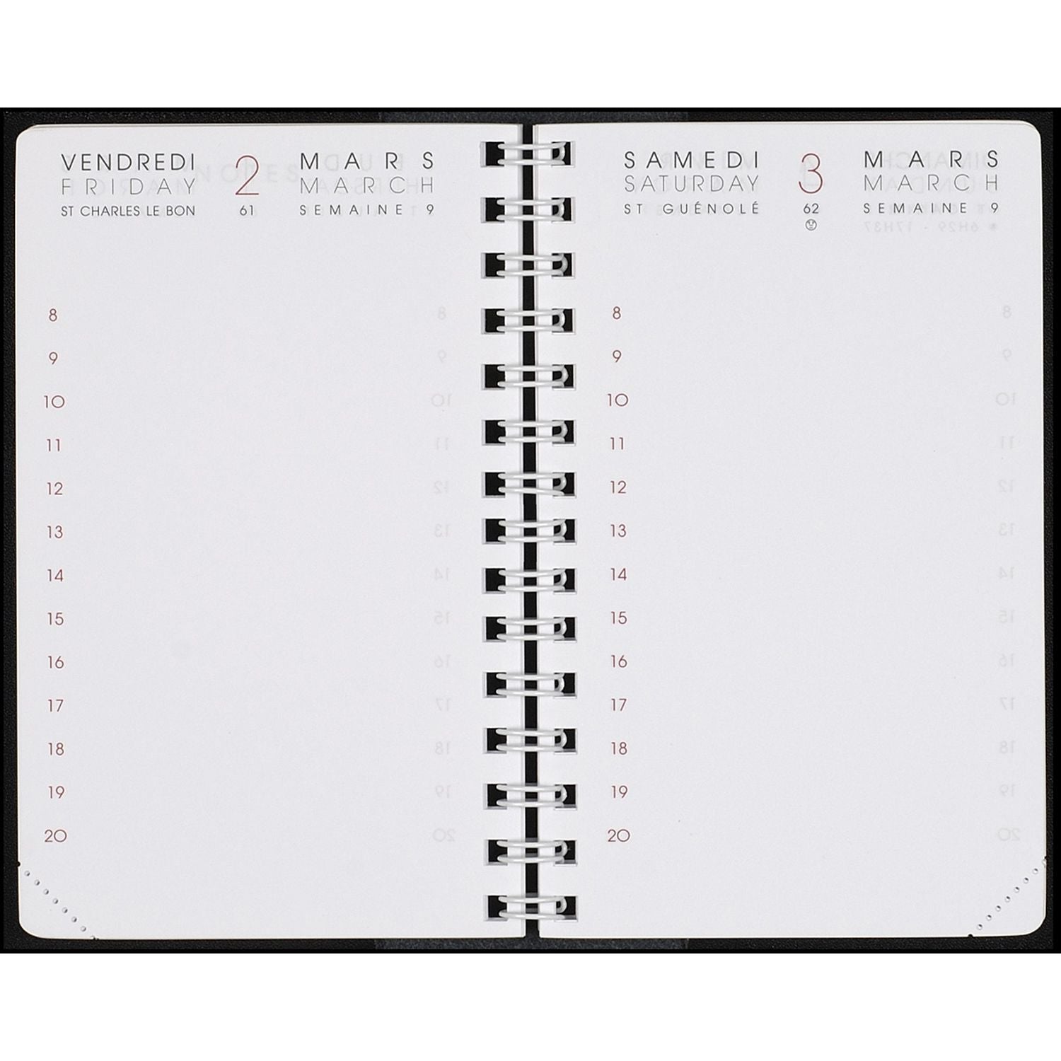 Recharge 2025 AGENDA MODERNE 1J/P 2SEM INT8313SEM - 1 jour par page - 8.5 x 13 cm - 3338802510005