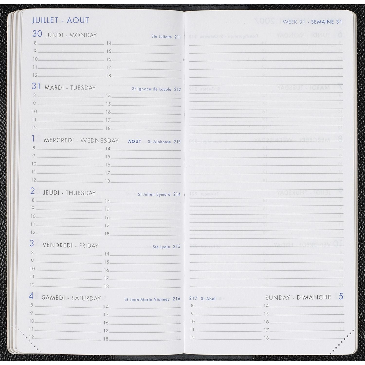 Recharge 2025 AGENDA MODERNE 7+NOTES INT3001 - 1 semaine + notes - 9 x 17 cm - 3338802100008