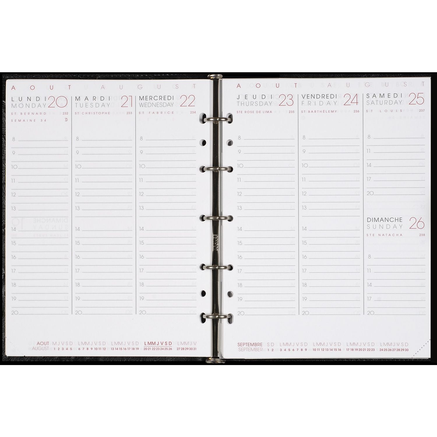 Recharge 2025 AGENDA MODERNE MODUL ABSEM INTABASEM - 1 semaine sur 2 pages - 15 x 20 cm - 3338803310000